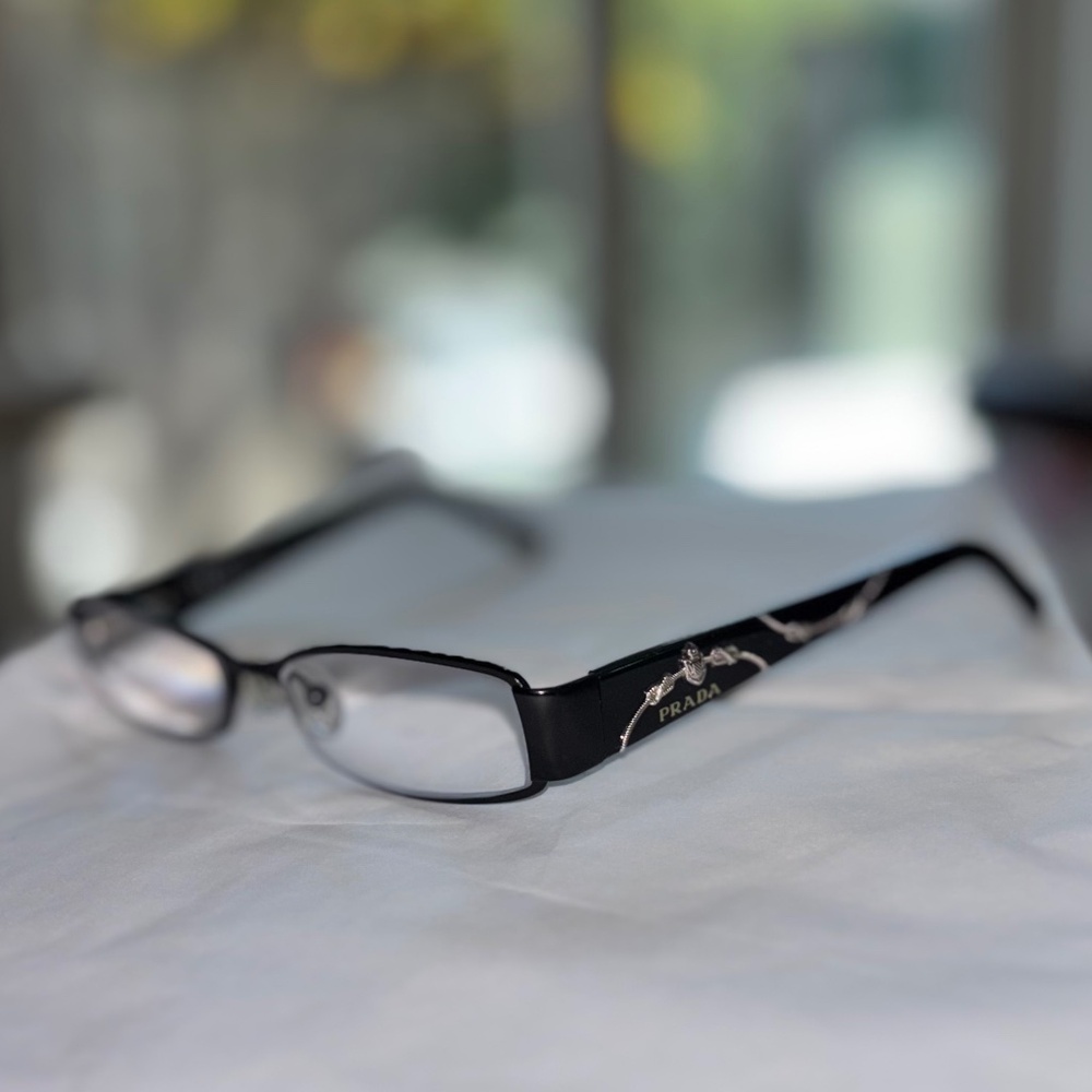 Vintage Authentic PRADA BiFocal Reading Glasses w/Plaque Silver ArtEmbellishment - Picture 5 of 14